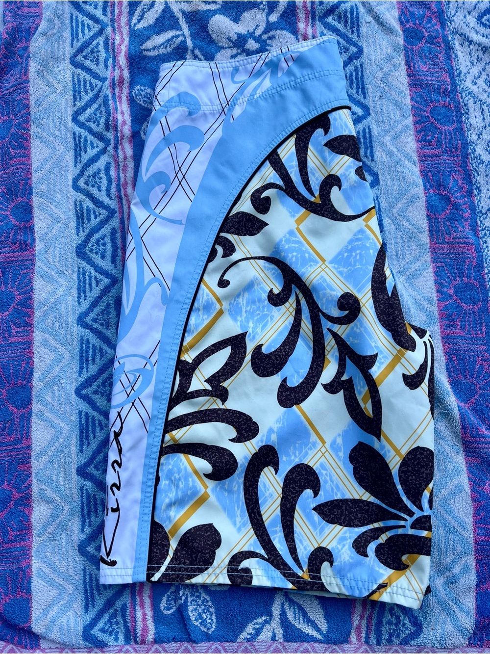 Kirra Y2K Men's Light Blue Patterned Swim/Board Shorts